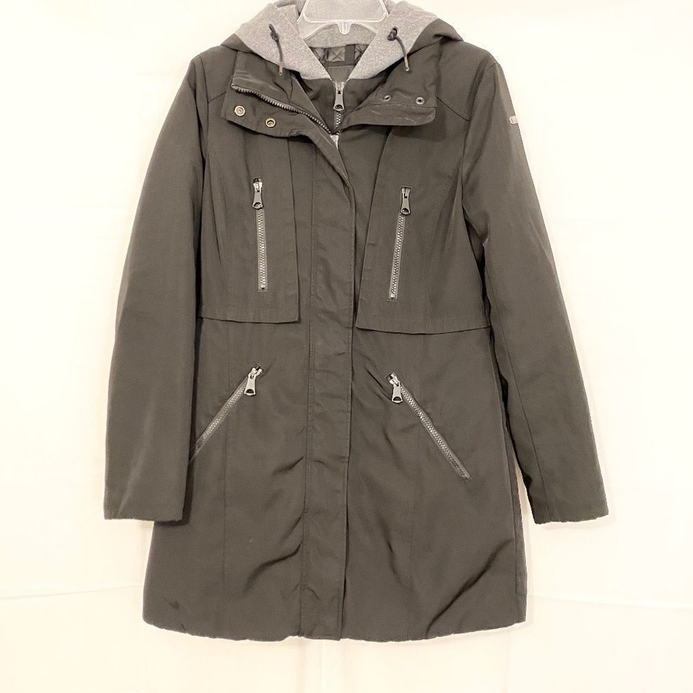 Marc New York: Andrew Marc Black with grey hood Winter Coat size medium